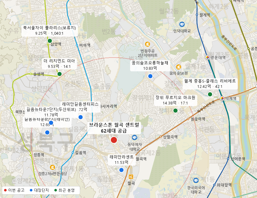 브라운스톤 월곡 센트럴 주변 지도