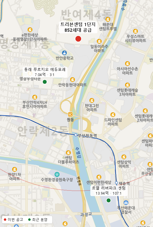트리븐센텀 1단지 주변 지도