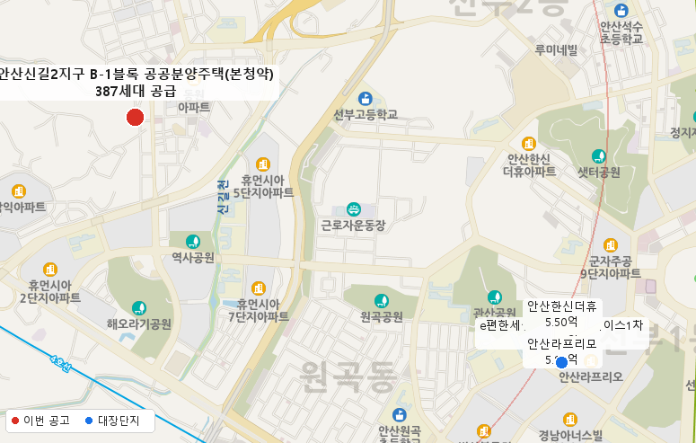 안산신길2지구 B-1블록 공공분양주택(본청약) 주변 지도