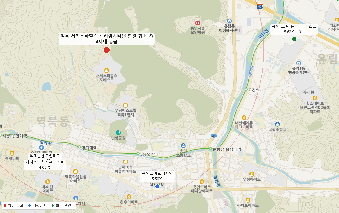 역북 서희스타힐스 프라임시티(조합원 취소분) 주변 지도