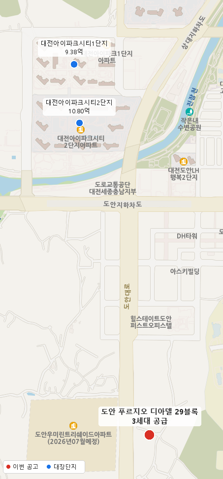 도안 푸르지오 디아델 29블록 주변 지도