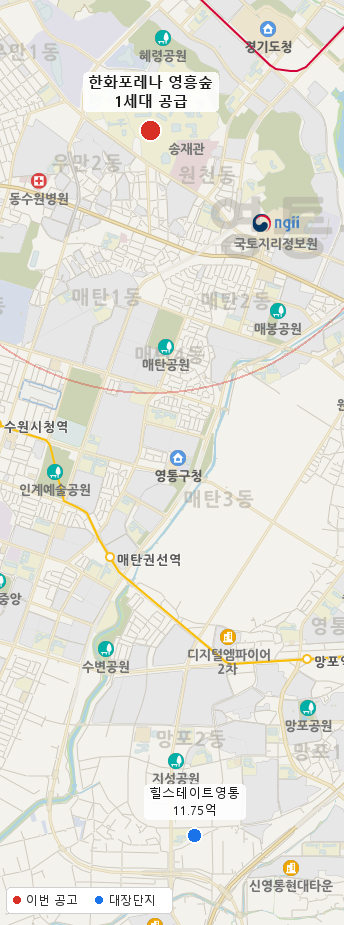 한화포레나 영흥숲 주변 지도